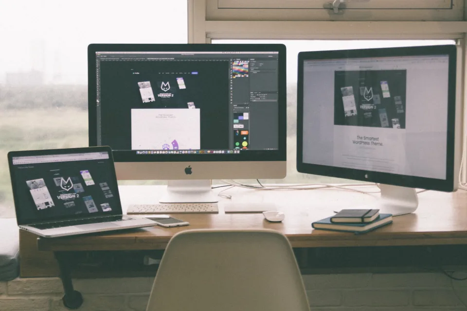 A developer at work on a website