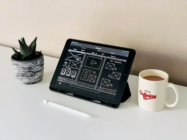 A website design on screen